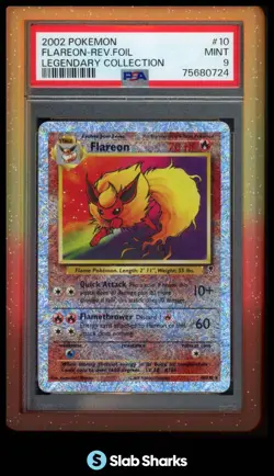 2002 POKEMON LEGENDARY COLLECTION #10/110 FLAREON REVERSE HOLO PSA 9 - Image 1
