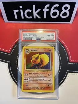 2002 POKEMON LEGENDARY COLLECTION 10 FLAREON-HOLO PSA 8 - Image 1