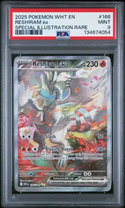 2025 POKEMON WHT EN-WHITE FLARE SPECIAL ILLUSTRATION RARE #166 RESHIRAM EX PSA 9 - Image 1