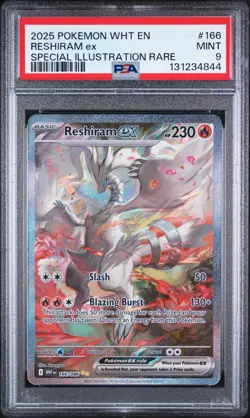 2025 POKEMON WHT EN-WHITE FLARE RESHIRAM ex#166 SPECIAL ILLUSTRATION RARE PSA 9 - Image 1