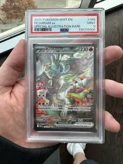2025 POKEMON WHT EN-WHITE FLARE SPECIAL ILLUSTRATION RARE #166 RESHIRAM EX PSA 9 - Image 1