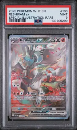 PSA 9 Reshiram EX 166/086 Wht EN-White Flare Special Illustration Rare Pokemon - Image 1