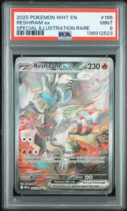 2025 POKEMON WHT EN-WHITE FLARE SPECIAL ILLUSTRATION RARE #166 RESHIRAM EX PSA 9 - Image 1