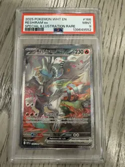 PSA 9 Reshiram EX 166/086 Wht EN-White Flare Special Illustration Rare Pokemon - Image 1