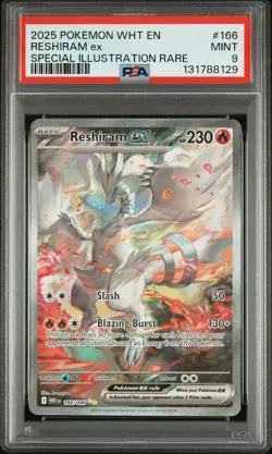 2025 POKEMON WHT EN-WHITE FLARE SPECIAL ILLUSTRATION RARE #166 RESHIRAM EX PSA 9 - Image 1