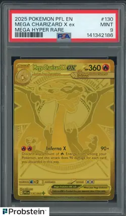 2025 Pokemon PFL EN Mega Hyper Rare #130 Mega Charizard X ex PSA 9 MINT - Image 1