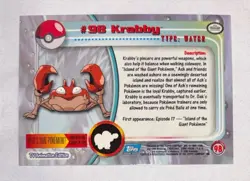 Topps Pokemon Foil Holo Card TV Animation Series 2 Blue Logo #98 Krabby - Image 2