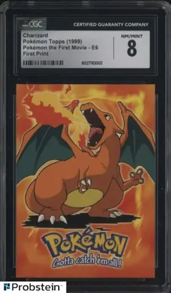 1999 Pokemon Topps The First Movie E6 Charizard First Print CGC 8 NM-MT - Image 1