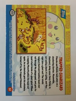 1999 Topps Pokemon Movie #51 Trapped Charizard Rainbow Foil Blue Logo - Image 2