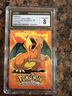 CGC 8 NM / Mint| Topps Pokemon the First Movie E6 1st Print Blue Logo Charizard - Image 1