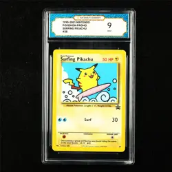 TQG 9 MINT 1995-2001 Pokemon ENG Surfing Pikachu #28 Promo - Image 2