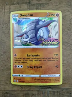 Donphan SWSH067 STAFF Prerelease Holo - Pokemon TCG Sword & Shield Promo NM - Image 2