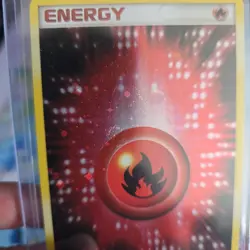 Pokemon Fire Energy Basic 102/106 Reverse Holo Rare EM Emerald NM 2005 Swirl - Image 2