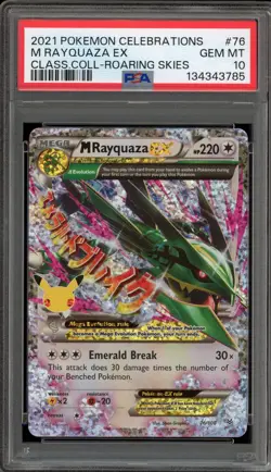 Pokemon M Rayquaza EX Celebrations Classic Coll. Roaring Skies Holo #76 PSA 10 - Image 1