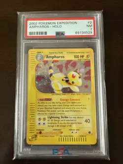 2002 POKEMON EXPEDITION #2 AMPHAROS-Holo FOIL PSA 7 - Image 1
