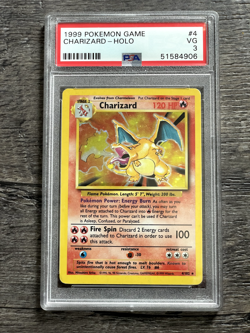 1999 Pokemon Base Set Charizard 4/102 Holo Rare PSA 3 VG - Image 1