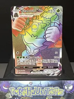 Pokemon Card Rillaboom Vmax 193/192 Rebel Clash Rainbow Secret Rare Played - Image 1