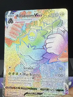 Pokemon Card Rillaboom Vmax 193/192 Rebel Clash Rainbow Secret Rare Played - Image 2