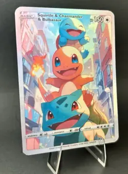 Squirtle, Charmander, Bulbasaur Pokemon Fan Art Card NONTCG CUSTOM LP - Image 3
