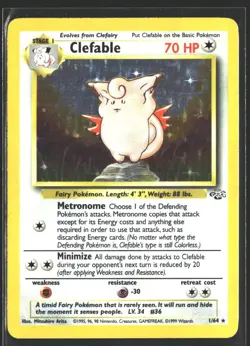 1999 Clefable 1/64 Jungle Set Unlimited Holo Rare Pokemon WOTC - Image 1