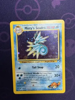 Pokemon TCG Misty's Seadra Holo Rare Gym Heroes Prerelease Card - Image 1