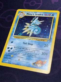 Pokemon TCG Misty's Seadra Holo Rare Gym Heroes Prerelease Card - Image 2