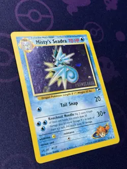 Pokemon TCG Misty's Seadra Holo Rare Gym Heroes Prerelease Card - Image 3