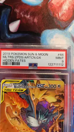 PSA 9 Pokemon TCG Moltres Zapdos Articuno GX 44/68 Hidden Fates Full Art Holo - Image 2