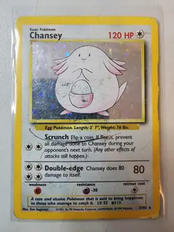 Chansey Holo 3/102 Holo Rare - English Base Set Pokemon TCG - HP/DMG - Image 1