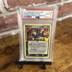 Pokemon Greninja Gold Star Celebrations ETB Black Star Holo Promo SWSH144 PSA 10 - Image 1