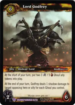 Lord Godfrey Epic Foil Card World of Warcraft WoW TCG Dungeon Treasure Pack - Image 1
