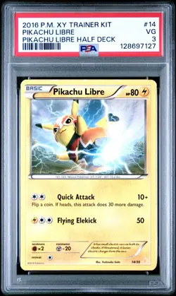 2016 POKEMON XY TRAINER KIT PIKACHU LIBRE HALF DECK #14 PIKACHU LIBRE PSA 3 - Image 1