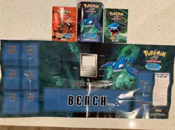 POKEMON 2004 TEAM AQUA (NO CARDS) BOX, RULE BOOK, CARD LIST, AND BENCH - Image 1