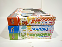 Sealed BUNDLE: Paldea Collection (Fuecoco, Quaxly, Sprigatito) Card and Pin set - Image 1