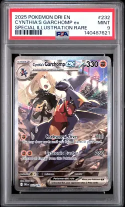 2025 POKEMON DRI EN-DESTINED RIVALS #232 CYNTHIA'S GARCHOMP EX PSA 9 - Image 1
