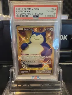 Pokemon PSA 10 Snorlax 224/198 Chilling Reign Gold Secret Rare - Image 1