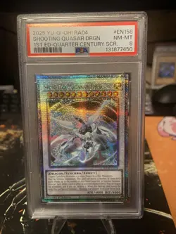 YuGiOh Shooting Quasar Dragon Quarter Century Secret Rare Card RA04-EN158 PSA 8 - Image 1
