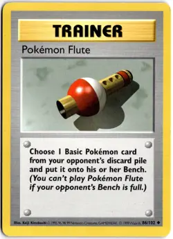 Pokemon Flute Unlimited Uncommon Base Set Shadowless 086/102 MP - Image 1