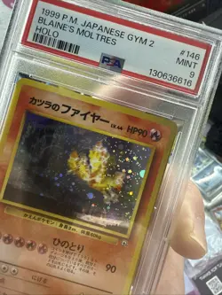 Pokemon TCG Blaine's Moltres Holo bowtie Swirl🌀Japanese Edition PSA 9 - Image 3