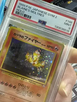 Pokemon TCG Blaine's Moltres Holo bowtie Swirl🌀Japanese Edition PSA 9 - Image 5