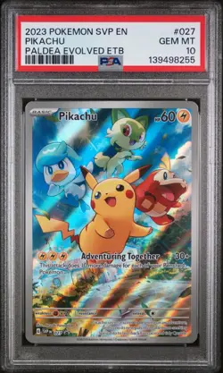 2023 Pokemon SVP Paldea Evolved Pikachu #027 Black Star Promo PSA 10 - Image 1