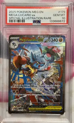 PSA 10 Mega Lucario Ex #179 - Mega Evolution Pokemon Special Illustration Rare - Image 1