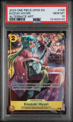 2024 ONE PIECE OP06-WINGS OF THE CAPTAIN ALTERNATE ART #106 KOZUKI HIYORI PSA 10 - Image 1