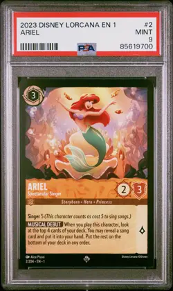 2023 DISNEY LORCANA EN 1-THE FIRST CHAPTER #2 ARIEL - SPECTACULAR SINGER PSA 9 - Image 1