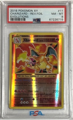 2016 Pokemon XY Evolutions #11 Charizard Reverse Holo Foil Rare PSA 8 NM-MT - Image 1