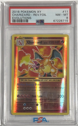 2016 Pokemon XY Evolutions #11 Charizard Reverse Holo Foil Rare PSA 8 NM-MT - Image 3