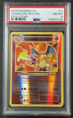 CHARIZARD PSA 8 2016 POKEMON XY EVOLUTIONS #11/108 REVERSE HOLO FOIL 732 - Image 1