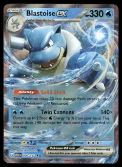 Pokemon Cards Blastoise ex 009/165 151 Double Rare NM *8 - Image 1