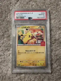 PSA 10 McDonald's Pikachu Promo 020/M-P Japanese Pokemon Card "Burgerchu" - Image 1