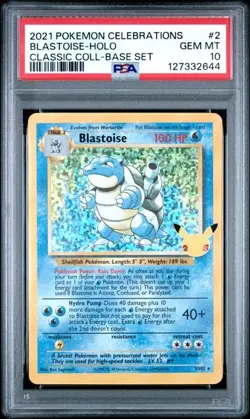 PSA 10 Blastoise 2/102 Pokemon Celebrations Classic Collection Holo Graded Card - Image 1